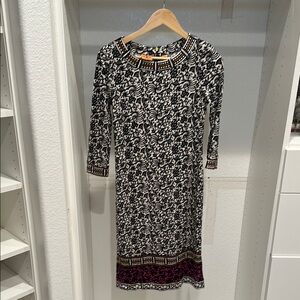 Tory Burch Black and White Sheath Dress with Raglan Sleeves